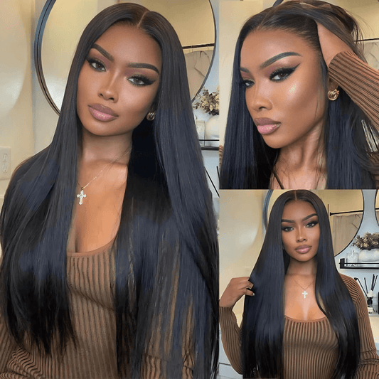 26Inch Straight Hair Transparent Lace Glueless Wigs Human Hair 180% Density Flash Sale